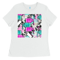 White nail polish with cowhide and plaid seamless pattern bbs Ladies Tee - BundleAndBundleShop