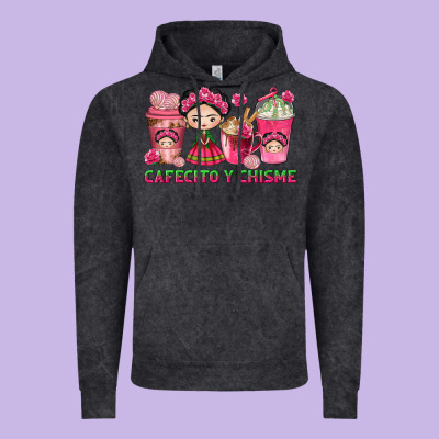 Cafecito Y Chisme Coffee Cups Vintage Hoodie Designed By Texasbilliewilder