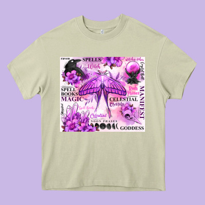 Witchy Celestial Witch Heavy Core Tee Designed By Maliassmallbusiness