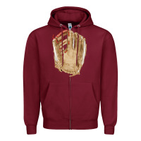 Burgundy Catchers Mitt Fa Element Zipper Hoodie - FaDigitalArtStudio