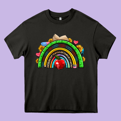 School Rainbow Heavy Core Tee Designed By Nancycooperartshop