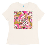 Bone christmas cake and pink mug seamless pattern bbs Ladies Tee - BundleAndBundleShop