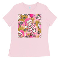 Bubblegum Pink christmas cake and pink mug seamless pattern bbs Ladies Tee - BundleAndBundleShop
