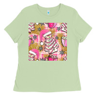Matcha christmas cake and pink mug seamless pattern bbs Ladies Tee - BundleAndBundleShop