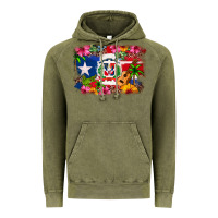 Vintage Olive Dominican Republic and Puerto Rico Flag Vintage Hoodie - texasbilliewilder