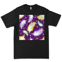 Black Mardi Gras Feathers seamless pattern Premium Tee - BundleAndBundleShop