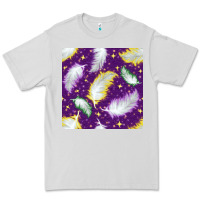 Dove Grey Mardi Gras Feathers seamless pattern Premium Tee - BundleAndBundleShop