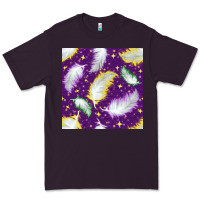 Plum Mardi Gras Feathers seamless pattern Premium Tee - BundleAndBundleShop