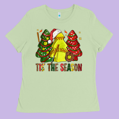 Tis' The Season Softball Christmas Cakes Bbs Ladies Tee Designed By Bundleandbundleshop