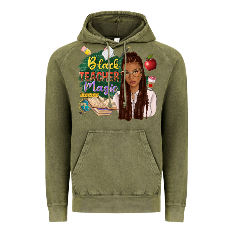 Black Teacher Magic With Afro Vintage Hoodie by NancyCooperArtShop | Teevron
