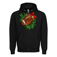 Black american football christmas with lights and ribbon Zipper Hoodie - FaDigitalArtStudio