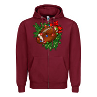 Burgundy american football christmas with lights and ribbon Zipper Hoodie - FaDigitalArtStudio