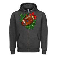 Charcoal Heather american football christmas with lights and ribbon Zipper Hoodie - FaDigitalArtStudio