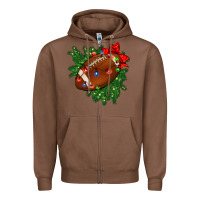 Chestnut american football christmas with lights and ribbon Zipper Hoodie - FaDigitalArtStudio