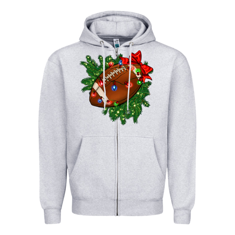 American Football Christmas With Lights And Ribbon Zipper Hoodie by FaDigitalArtStudio | Teevron