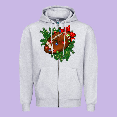 American Football Christmas With Lights And Ribbon Zipper Hoodie Designed By Fadigitalartstudio