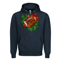 Navy american football christmas with lights and ribbon Zipper Hoodie - FaDigitalArtStudio