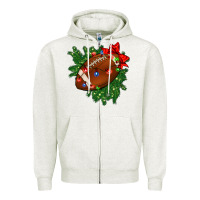 Oatmeal Heather american football christmas with lights and ribbon Zipper Hoodie - FaDigitalArtStudio