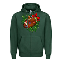 Sports Green american football christmas with lights and ribbon Zipper Hoodie - FaDigitalArtStudio