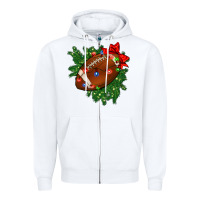White american football christmas with lights and ribbon Zipper Hoodie - FaDigitalArtStudio