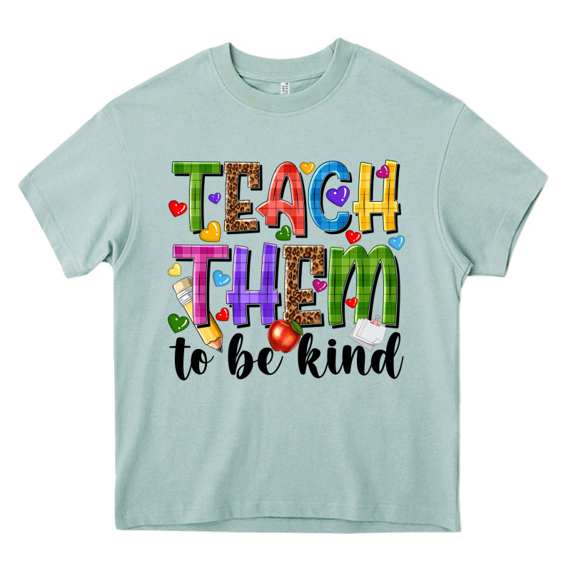 Teach Them To Be Kind Heavy Core Tee by NancyCooperArtShop | Teevron