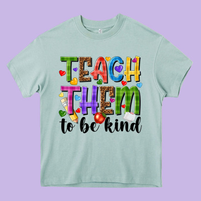 Teach Them To Be Kind Heavy Core Tee Designed By Nancycooperartshop
