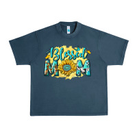 Midnight Navy Blessed Mom with Sunflowers Urban Heavy Tee - texasbilliewilder
