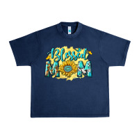 Navy Blessed Mom with Sunflowers Urban Heavy Tee - texasbilliewilder