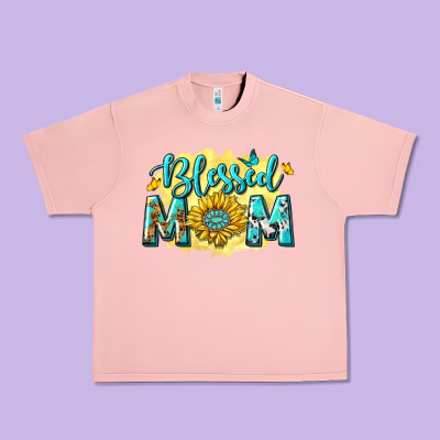 Blessed Mom With Sunflowers Urban Heavy Tee Designed By Texasbilliewilder