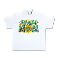 White Blessed Mom with Sunflowers Urban Heavy Tee - texasbilliewilder