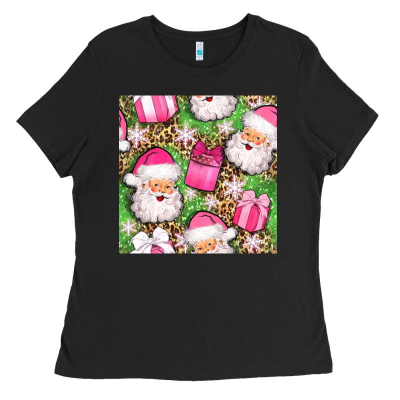 Christmas Santa Claus And Gift Box Seamless Pattern Bbs Ladies Tee by BundleAndBundleShop | Teevron