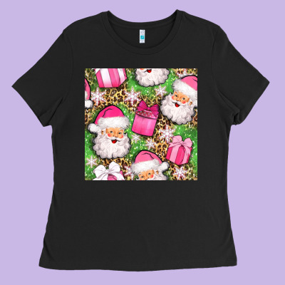 Christmas Santa Claus And Gift Box Seamless Pattern Bbs Ladies Tee Designed By Bundleandbundleshop