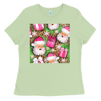 Matcha christmas santa claus and gift box seamless pattern bbs Ladies Tee - BundleAndBundleShop