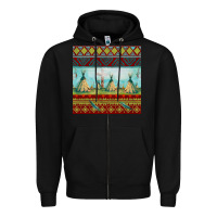 Black teepe tent dreamcatcher totem pole seamless patter Zipper Hoodie - FaDigitalArtStudio