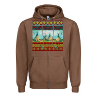 Chestnut teepe tent dreamcatcher totem pole seamless patter Zipper Hoodie - FaDigitalArtStudio