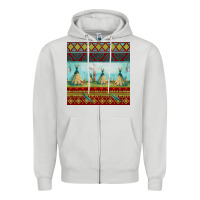 Dove Grey teepe tent dreamcatcher totem pole seamless patter Zipper Hoodie - FaDigitalArtStudio