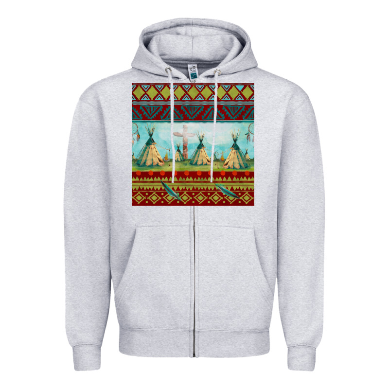 Teepe Tent Dreamcatcher Totem Pole Seamless Patter Zipper Hoodie by FaDigitalArtStudio | Teevron