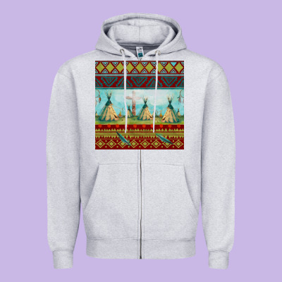 Teepe Tent Dreamcatcher Totem Pole Seamless Patter Zipper Hoodie Designed By Fadigitalartstudio