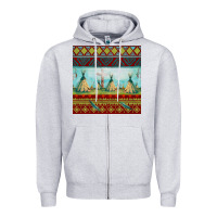 Heather Grey teepe tent dreamcatcher totem pole seamless patter Zipper Hoodie - FaDigitalArtStudio