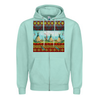 Seafoam teepe tent dreamcatcher totem pole seamless patter Zipper Hoodie - FaDigitalArtStudio
