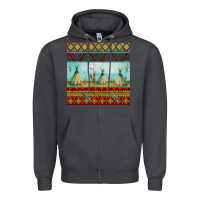 Smoke teepe tent dreamcatcher totem pole seamless patter Zipper Hoodie - FaDigitalArtStudio