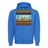 True Royal teepe tent dreamcatcher totem pole seamless patter Zipper Hoodie - FaDigitalArtStudio