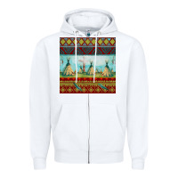 White teepe tent dreamcatcher totem pole seamless patter Zipper Hoodie - FaDigitalArtStudio