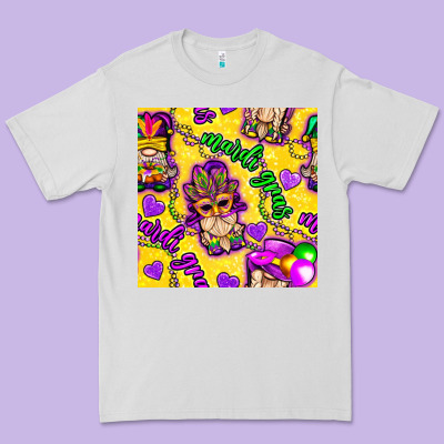 Mardi Gras Gnomies Seamless Pattern Premium Tee Designed By Bundleandbundleshop