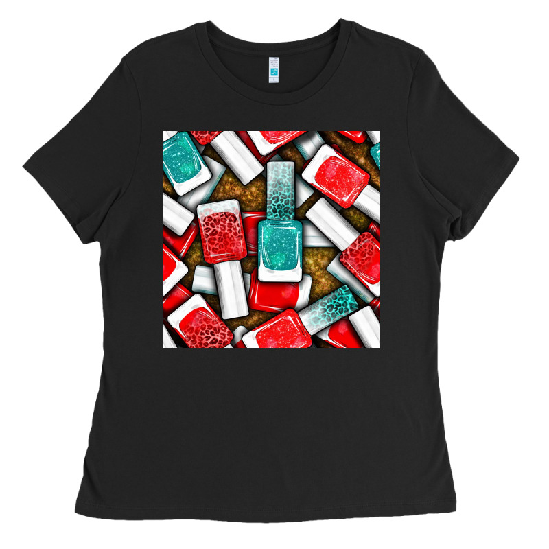 Nail Polish With Glitter Seamless Pattern Bbs Ladies Tee by BundleAndBundleShop | Teevron