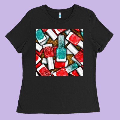 Nail Polish With Glitter Seamless Pattern Bbs Ladies Tee Designed By Bundleandbundleshop