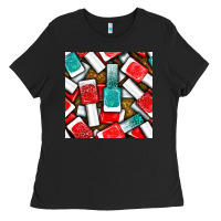 Black nail polish with glitter seamless pattern bbs Ladies Tee - BundleAndBundleShop
