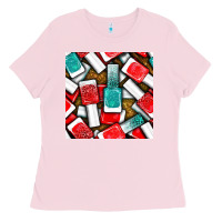 Bubblegum Pink nail polish with glitter seamless pattern bbs Ladies Tee - BundleAndBundleShop
