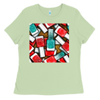 Matcha nail polish with glitter seamless pattern bbs Ladies Tee - BundleAndBundleShop