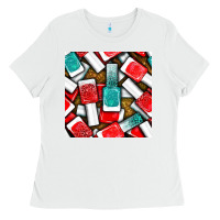 White nail polish with glitter seamless pattern bbs Ladies Tee - BundleAndBundleShop